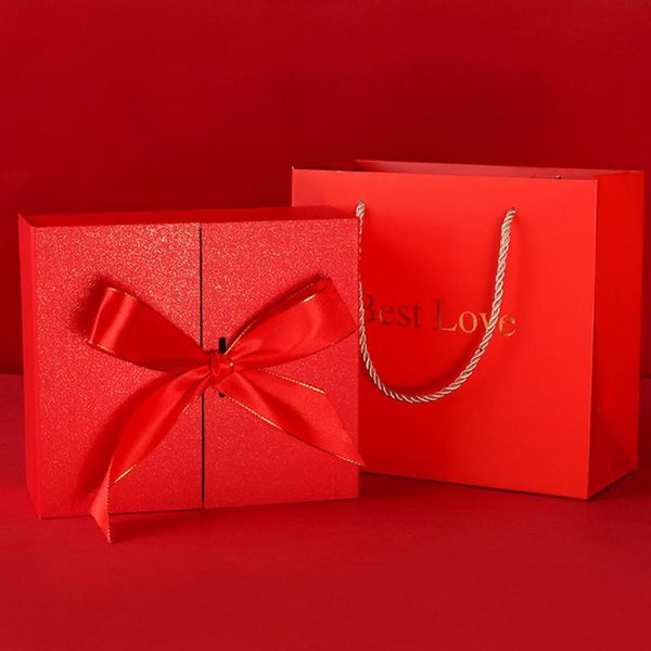

1pc red new year gift packing box valentine christmas festival gift box wedding candy bags birthday party cosmetic packaging