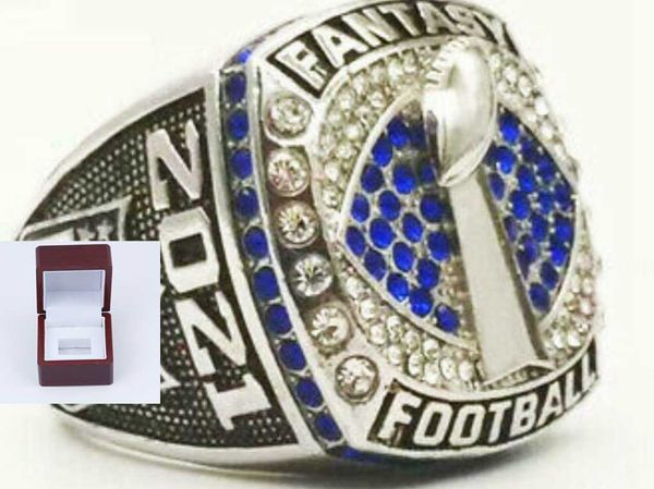 

2021 personal collection football nation 2championship ring with collector's display case, Golden;silver