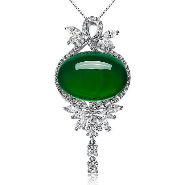 

d232 big emerald crystal pendant statement silver girls necklace fashion class around of more white crystal women lady jewelry