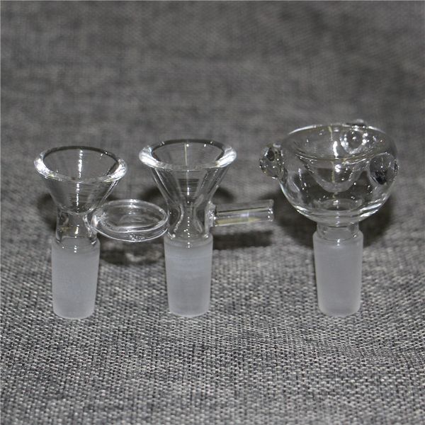 Tigelas de bong de vidro slide hookah para cachimbos de água bongs coletor de cinzas tigela para fumar tamanho comum 14mm masculino