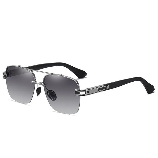 

vintage fashion polarized rimless square sunglasses men 2021 designer travel driving oversized sun glasses for male, White;black