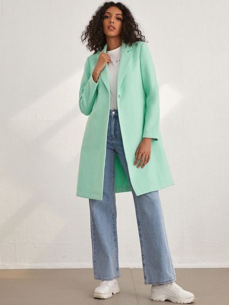 

lapel neck single button overcoat y1ms#, Black