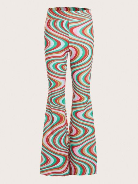 

flare leg marble print pants a8jn#, Black;white