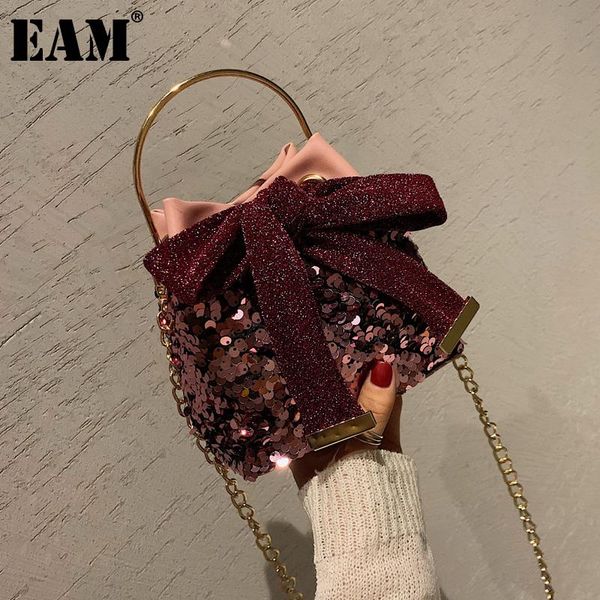 

cross body [eam] women luxury small sequined bow metal chains personality all-match crossbody shoulder bag fashion tide 2021 18a1089