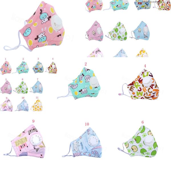 

factorymzx3with cotton mask valve children mouth filter pm2.5 cover anti-haze printed cartoon facial outdoor proptect masks ffa4117