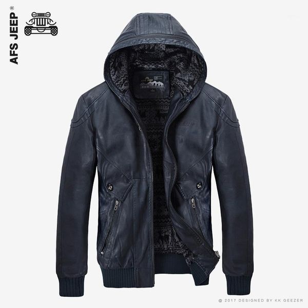 

2020 new pu leather jacket men hooded brand long warm winter leather jackets coats business slim fit parka male1, Black