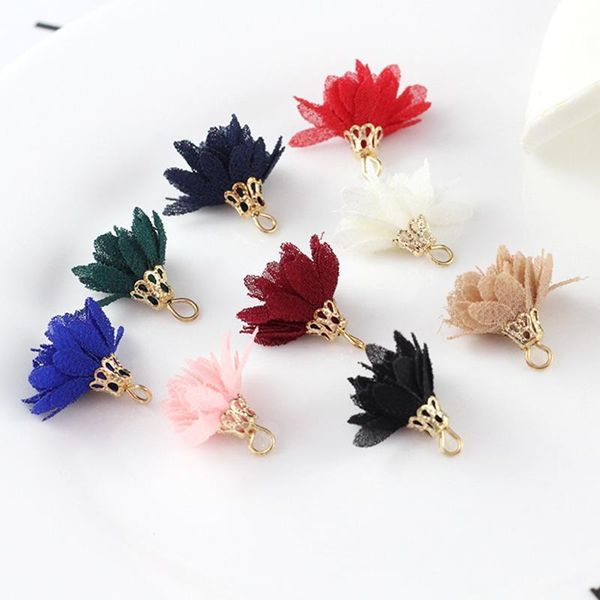 

20pc mini chiffon flower key tassels for boho jewelry diy craft making supplies bracelet necklace earring finding accessories h qylbdz