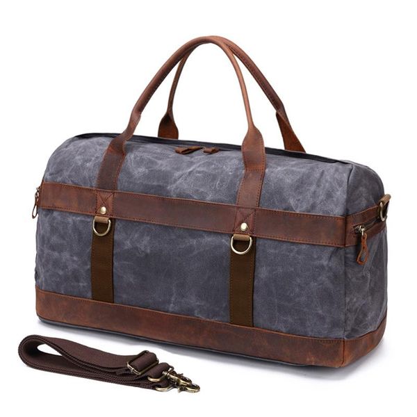 

retro waterproof canvas men business handbag carry on luggage bag male leather duffel bags travel tote big weekend bag overnight