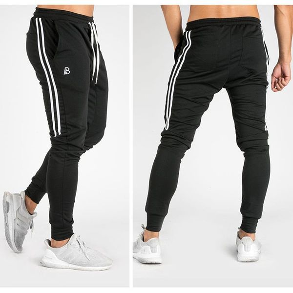 

mens sports pants jogger fashion classic side stripes gym bodybuilding pants mens pants breathless casual sports, Black