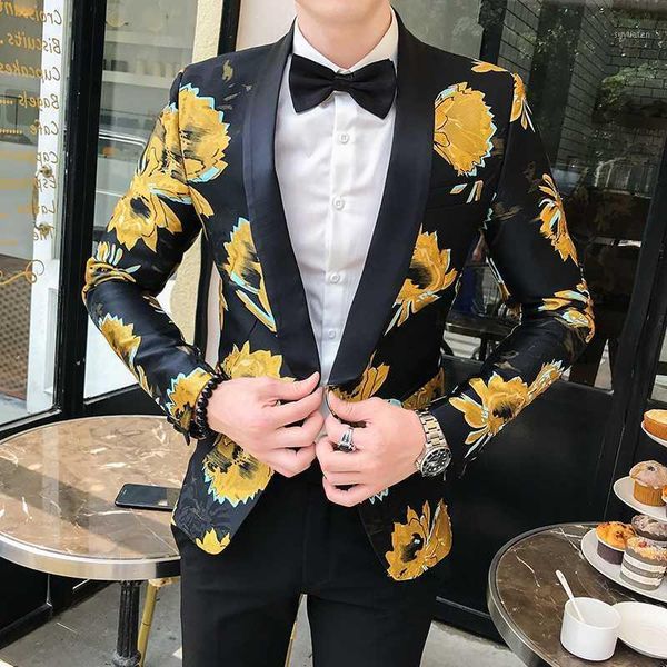 

blazer masculino floral americana hombre mens stage wear smart autumn blazer hombre mens flowers blazers casual club slim fit1, White;black