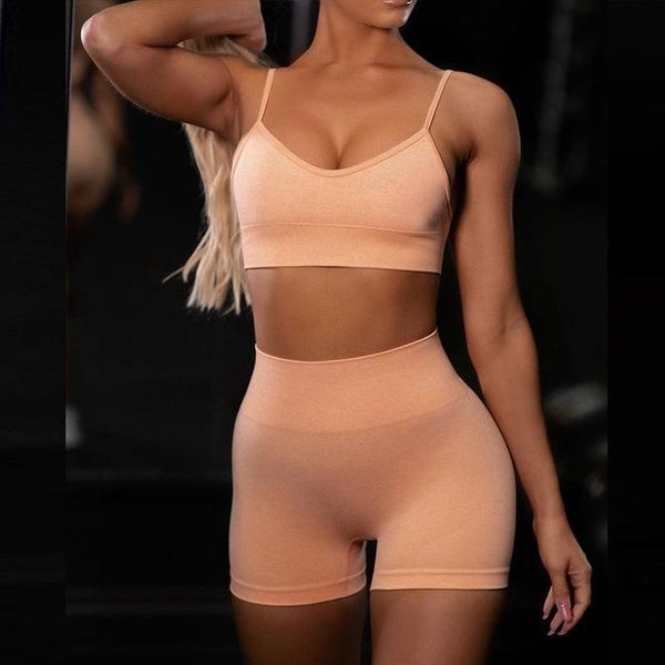 

yoga outfits women's seamless gym clothing set fitness workout suit for female running athletic short leggings tight sportswear, White;red