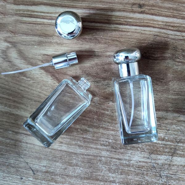 

fast delivery spray pump bottle clear glass refillable perfume bottles 30ml empty perfume bottle with silver lid