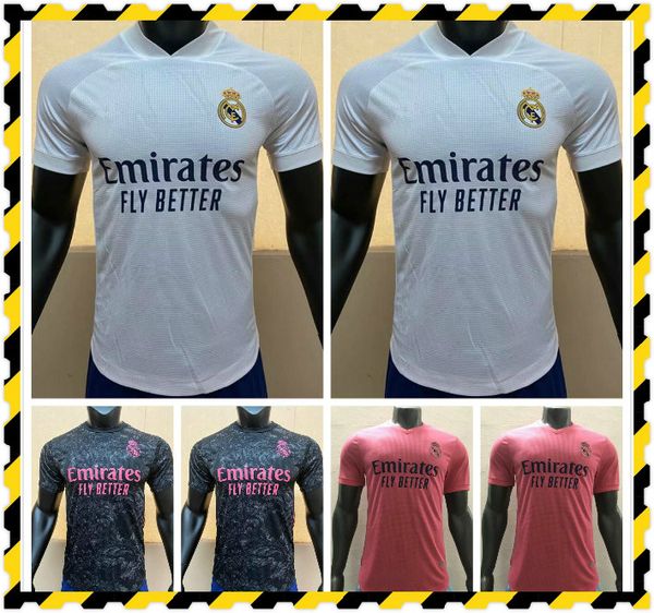 

20 21 real madrid soccer jerseys hazard 2020 2021 player version benzema football shirt bale zidane vinicius jr mens jersey kids kit, Black;yellow