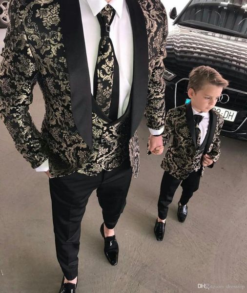 

tpsaade suits 3 pieces groomsmen tuxedos for men peaked lapel formal prom suit (jacket+vest+pants) little mens formal wear, White;black