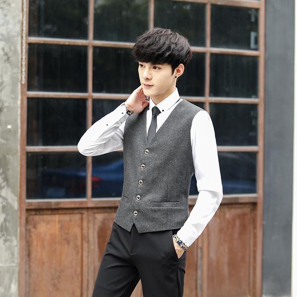 

winter warm woolen fiber usb electric heated vest charging heating men suit v neck vest formal waistcoat, Black;white