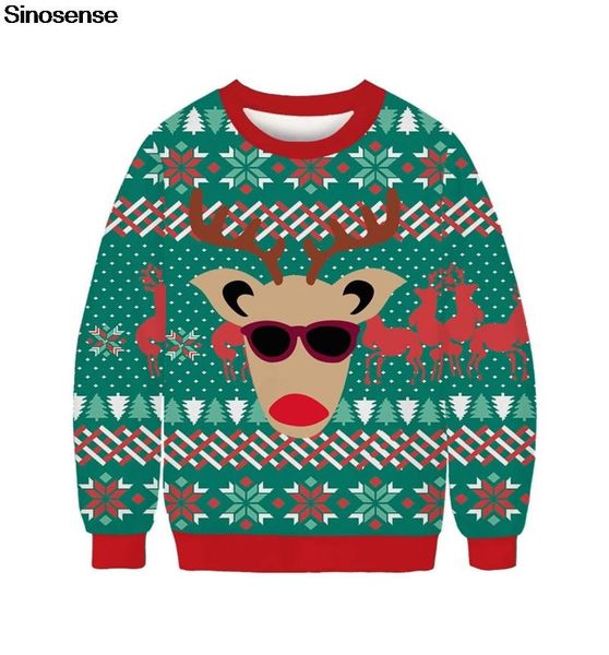 

reindeer ugly christmas sweater 3d funny xmas sweatshirt men women autumn winter clothing pullover christmas jumpers, White;black