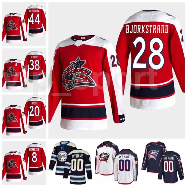 

hockey reverse retro columbus blue jackets jersey 61 rick nash 28 oliver bjorkstrand 38 boone jenner 10 alexander wennberg navy blue white, Black;red