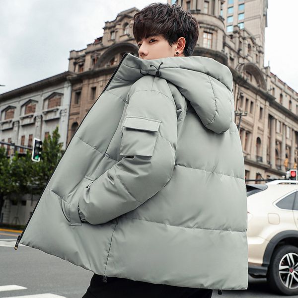 

down jacket 2020 winter new thick hooded down jacket men's short youth white duck down warm casual jacket q1214, Black