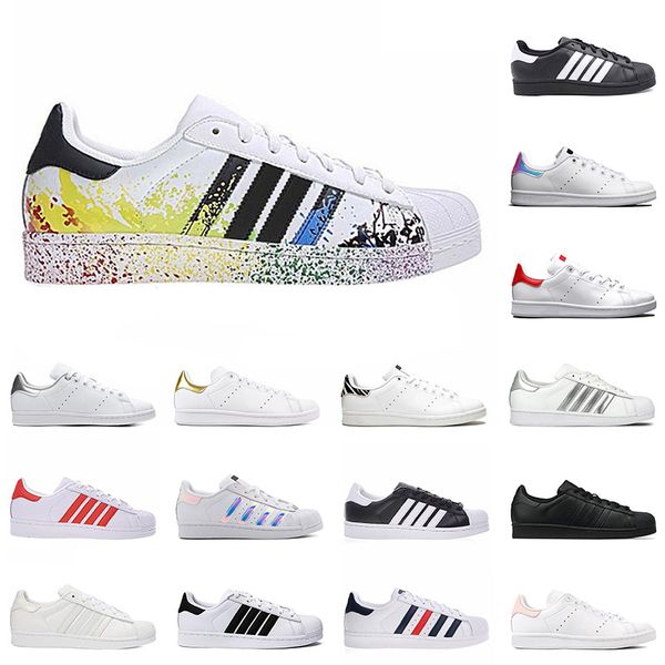 

2021 designer stan smith mens casual shoes fashion triple black white green red platform superstars womens trainers sports sneakers, White;red