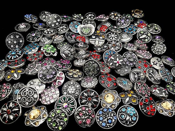 

roomrhinestone wholesale retro 50pcs/lot 18mm mixed style diy jewelry chunk charm button for noosa ginger snap bracelet