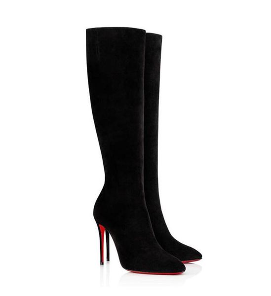 

классический стиль дамы зимняя сексуальная мода высокие ботинки имя бренд красная нижняя обувь туровая альта элоизы лодыжки ботинки тонкая т, Black