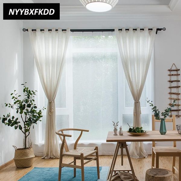 

curtain & drapes polyester linen solid color bedroom window tulle gauze voile for living room finished