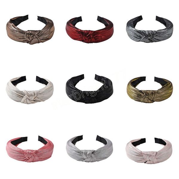 Moda coreana Cor sólida Headband Hairbands Menina feminina Simples amplo cabeça cabeça heopwear acessórios de cabelo atacado