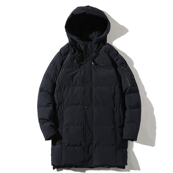 

2021 new winter parka coat hooded windbreaker long overcoat men solid cotton padded jacket fashion clothing male dntc, Black