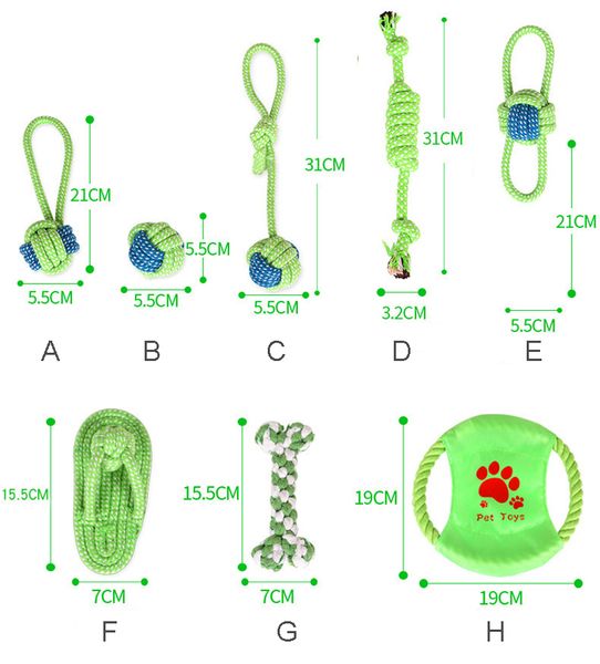 Pet Dog Toys Хлопковое мяч щенок жует молярные игрушки зубы чистые интерактивные жевательные прочные плетеные веревки забавный инструмент JK2012XB