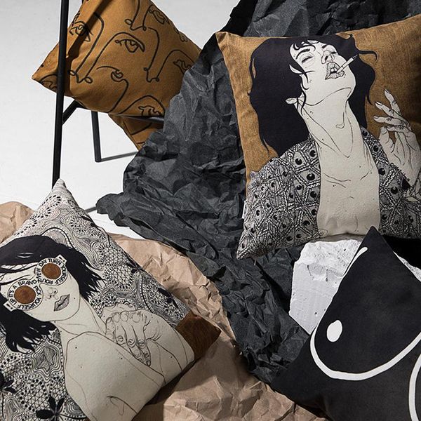 

retro illustration art pillow case cushion cover cojines decorativos para sofa decorative pillows chic eyes cushions home decor