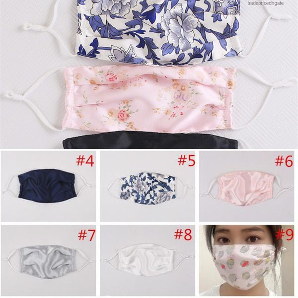 

fashion mask silk muffle wash women mouth face sun-resistant floral print summer thin dustproof soft masks gbecn