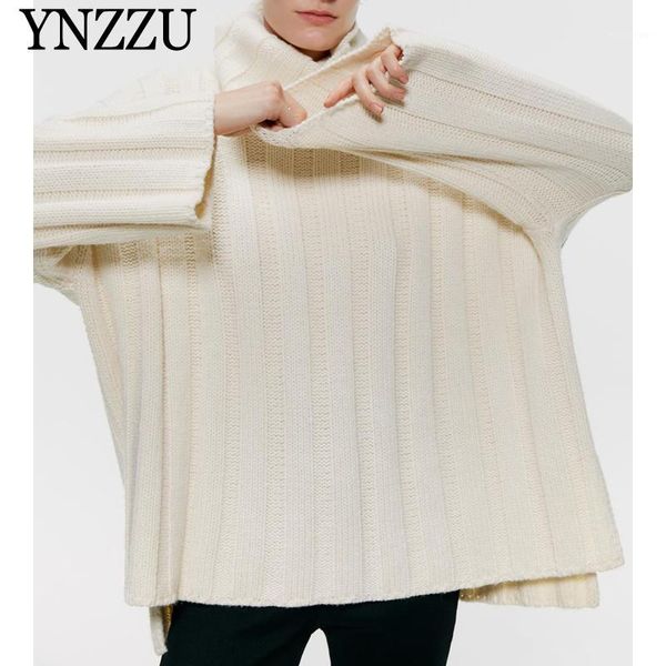 

women turtleneck white knitted sweater long sleeve oversized irregular female pullover 2019 new arrival winter ynzzu yt7241, White;black