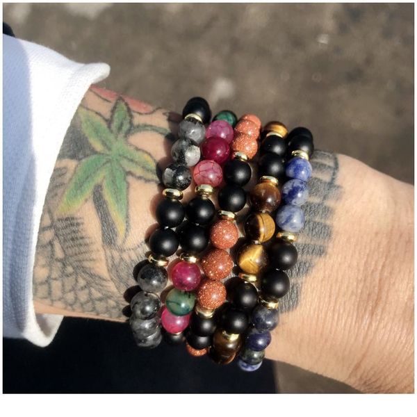 

natural stone bracelets for women men fashion geometric simple classic 6mm charm bracelets bangles charms jewelry frien jllnvx, Black