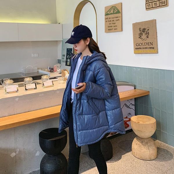 

ziamonga women solid oversize long parkas thick 2020 winter long sleeve hooed zipper poackets female warm coat korean fashion1, Black