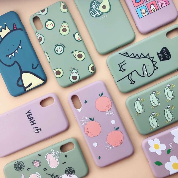 

1dwsoft tpu case with peach and avocado dign for vip x, xs, max, xr, 7, 8, 6, 6s plus, 11 pro, max