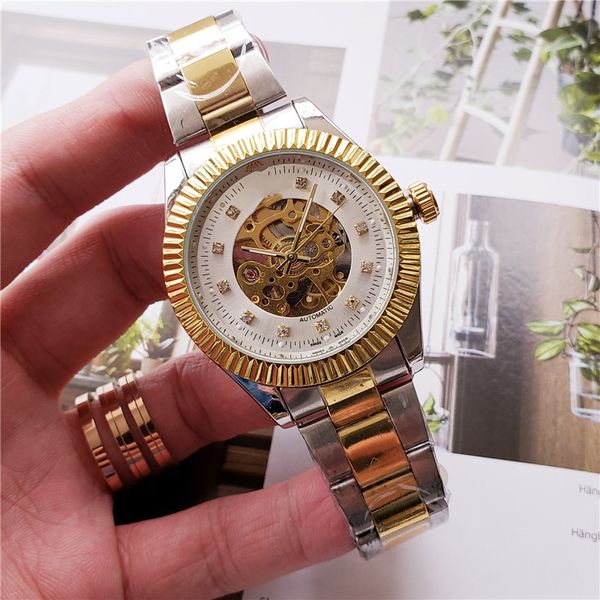 

new spot hollow mechanical watch manufacturers direct sales, Slivery;brown