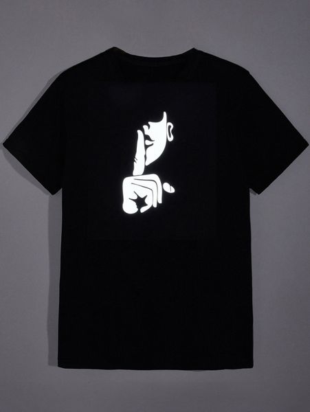 

men reflective figure graphic tee e4vq#, White;black