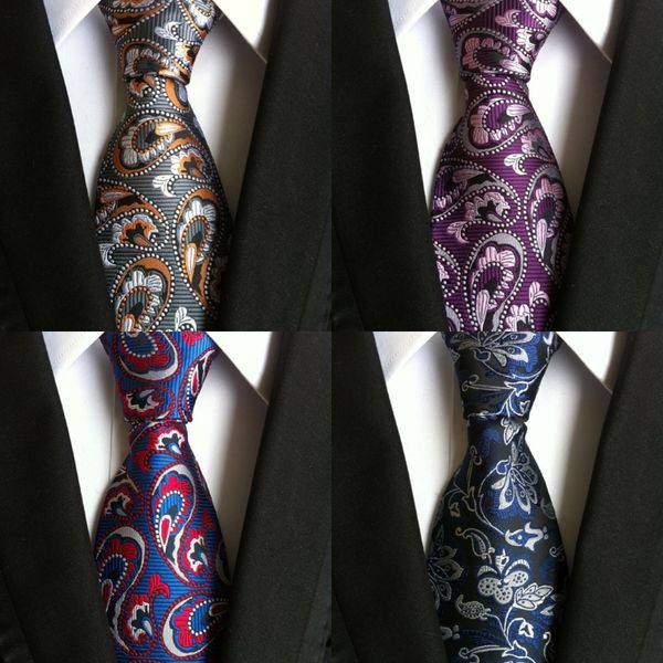 

qf1k yellow floral silk mens tie set pocket square jacquard classic silk cufflinks wedding woven business casual necktie n-1016, Blue;purple