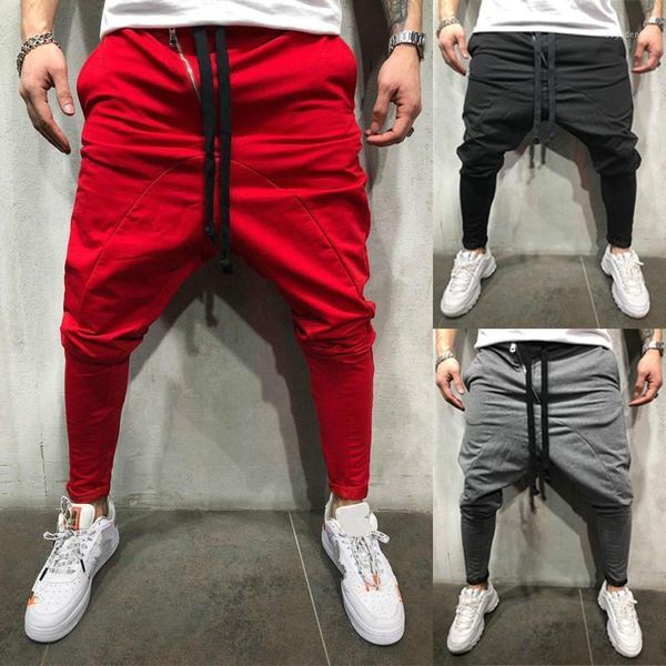 

men's pants spring autumn men hip hop harem joggers 2021 male trousers mens solid skinny fit sweatpants1, Black