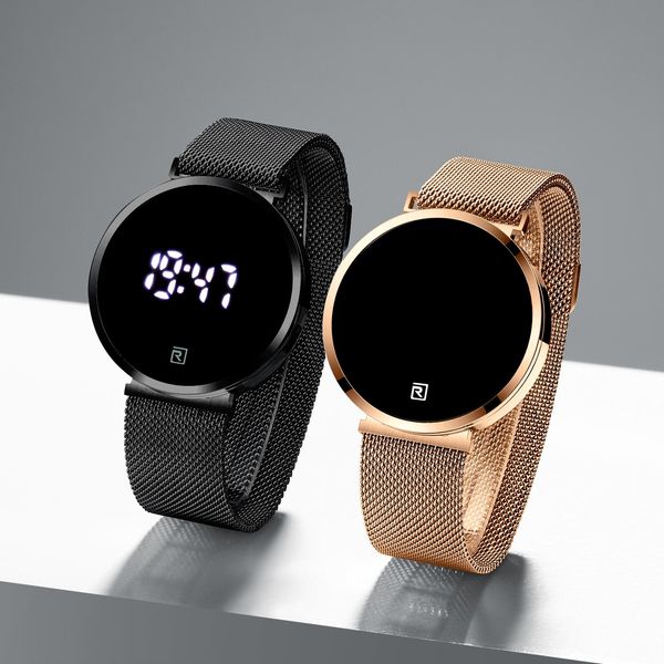

men s watch male led touch screen digital display electronic watch luminous waterproof multifunctional student watch simple and con rd52002m, Slivery;brown