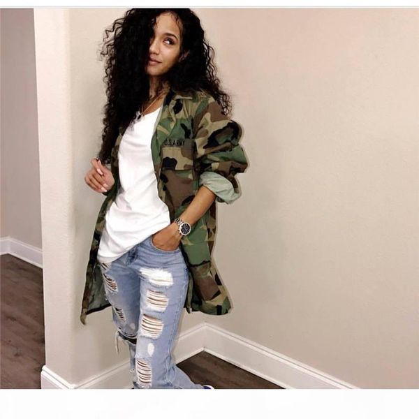 

u.s.a army camouflage designer women trench coats button long lapel designer coats boyfriend style women clothing, Tan;black