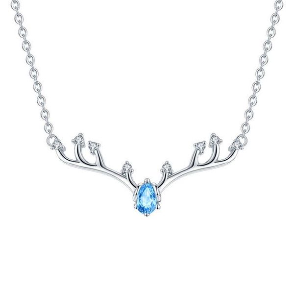 

blue zircon yilu has you female s925 sterling silver small antler clavicle chain