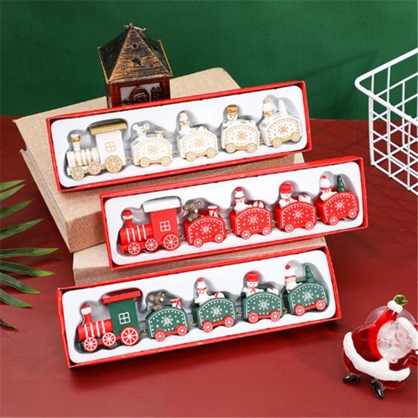 

2021 new year wooden christmas train ornament christmas decoration for home santa claus gift toys crafts table deco navidad xmas