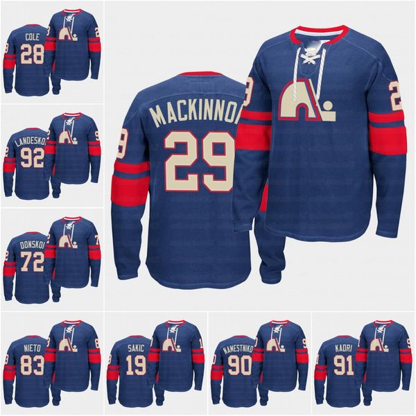 

96 mikko rantanen heritage quebec nordiques hockey jerseys 29 mikko rantanen joe sakic alexander kerfoot joonas donskoi nazem kadri jersey, Black