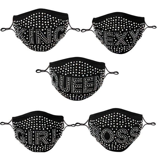 

2021 dustproof letter mask fashion color flash diamond rhinestone cotton mask with diamond personalized customization