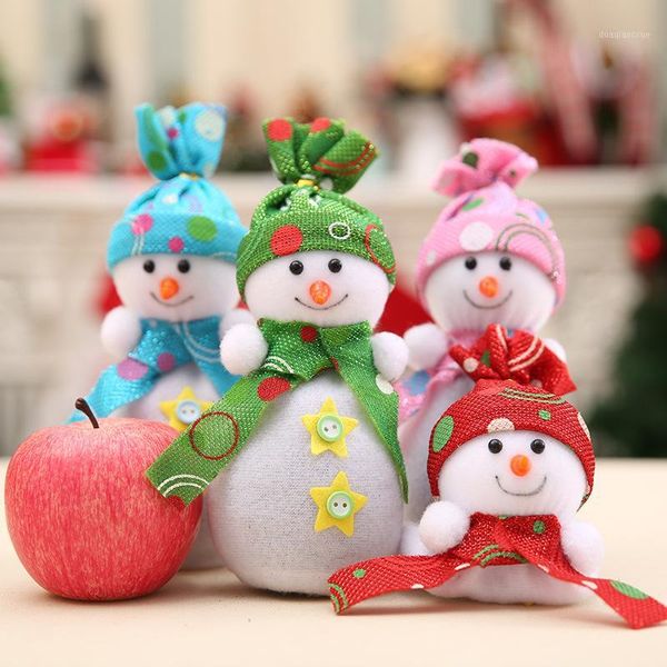 

christmas decorations 2pc cute non-woven snowman doll table decor eve gift apple decoration peace fruit bag party supplies happy year 9d1