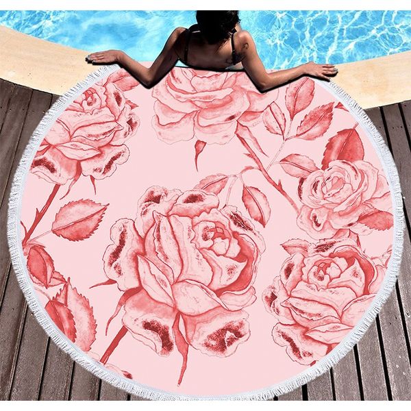 

цветочный напечатанный завод пляжное полотенце 150см украшение микрофибры летняя вестмасса bohemia mat toallas round travel ванная комната п