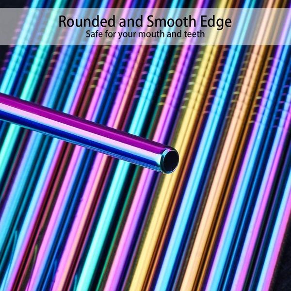 

mixed color reusable metal drinking straw with cleaning brush colorful 304 stainless steel straws for party favors bar a jllaox