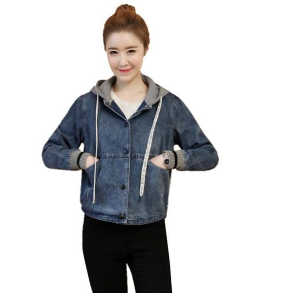 

women's jackets 2021 spring women coat fashion short jacket hooded casual long sleeve denim female plus size outerwear, Black;brown
