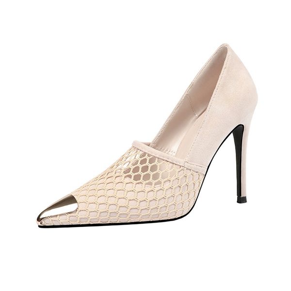 

elegant women high heels mesh bridal shoes pointed toe lady dress shoes, Black